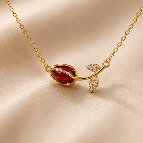 Milan Crimson Rose Necklace