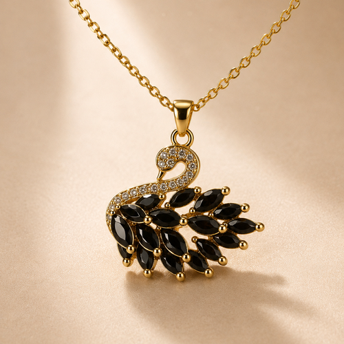 Milan Noir Swan Pendant Necklace