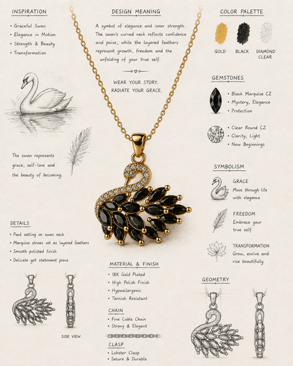 Milan Noir Swan Pendant Necklace