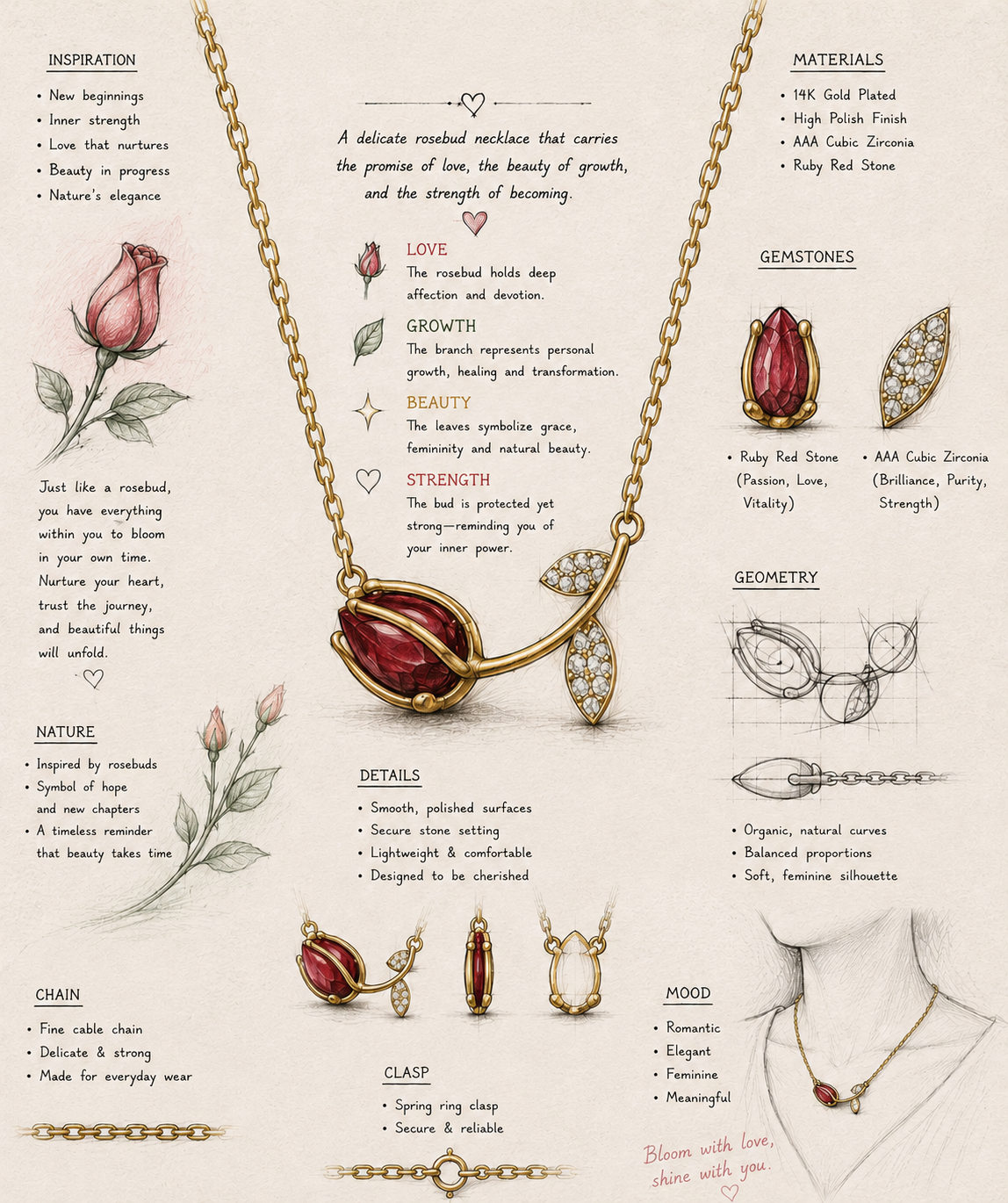 Milan Crimson Rose Necklace