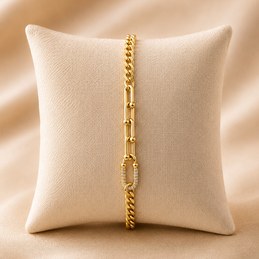 Elara Mixed Link Pavé Bracelet | Milan Jewelry