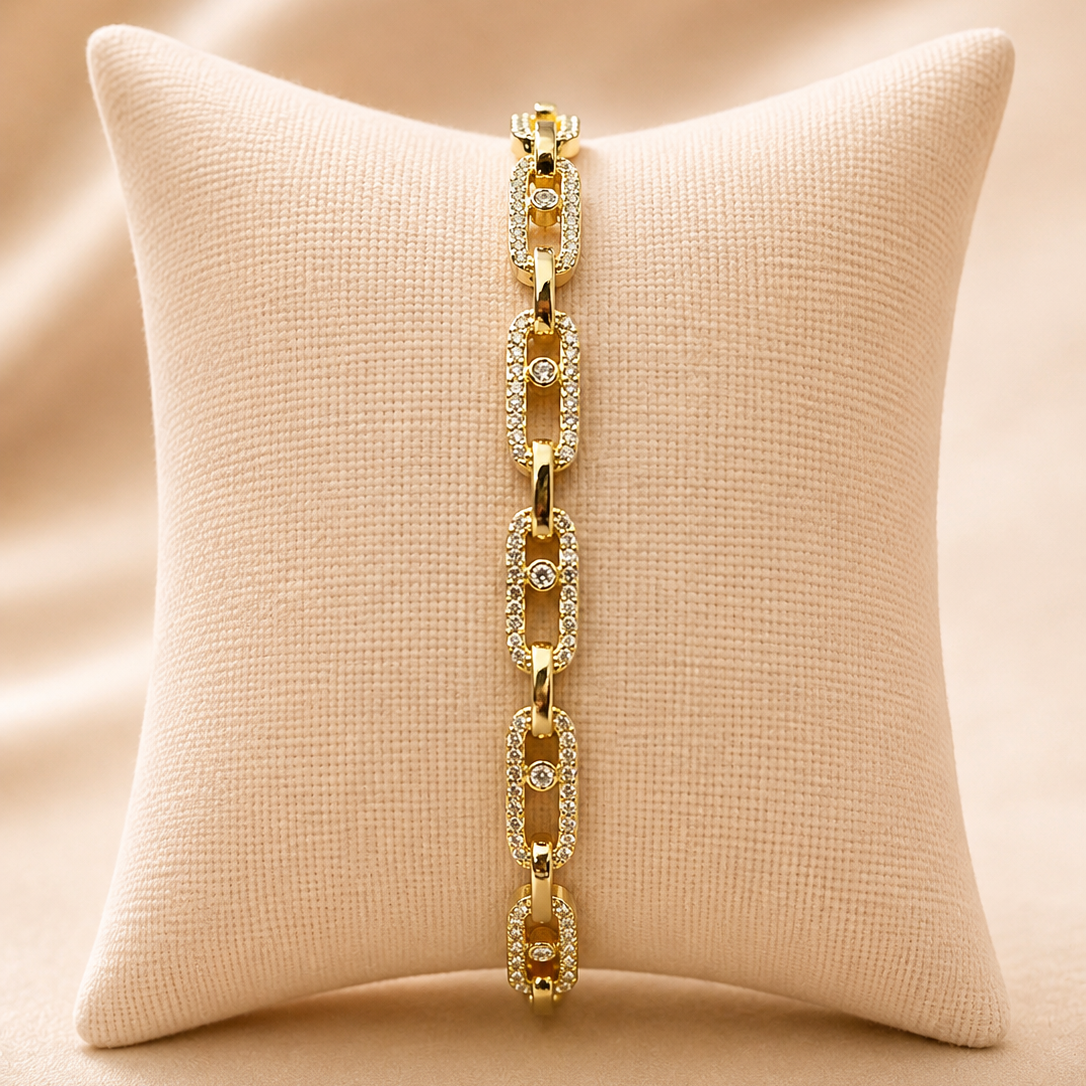 Valenza Pavé Link Bracelet | Milan Jewelry