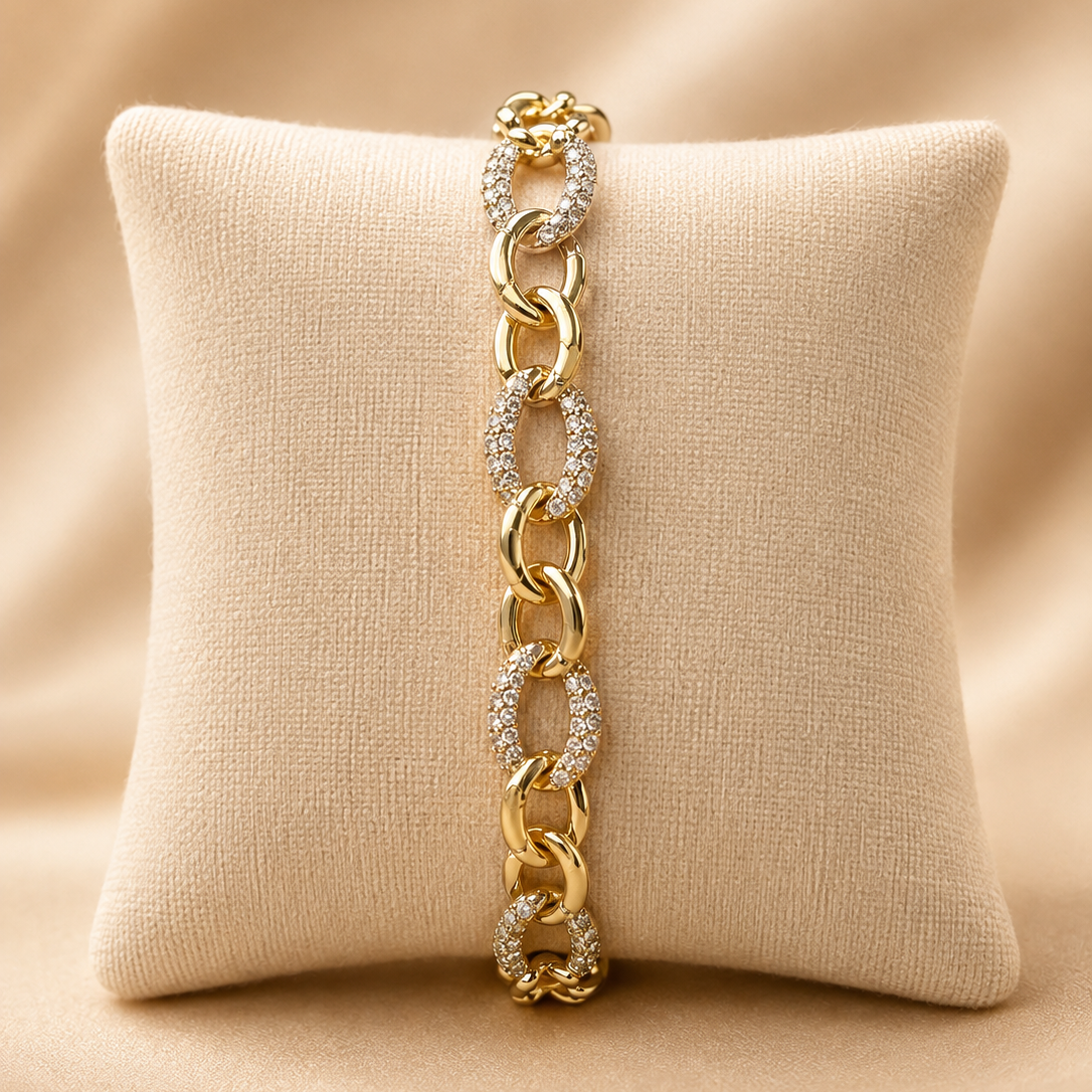 Aurelle Pavé Link Chain Bracelet | Milan Jewelry